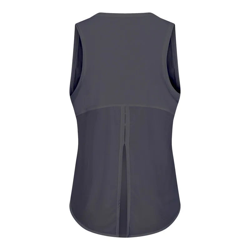 Knit nylon women's back mesh patchwork loose fit breathable yoga fitness vest - product image