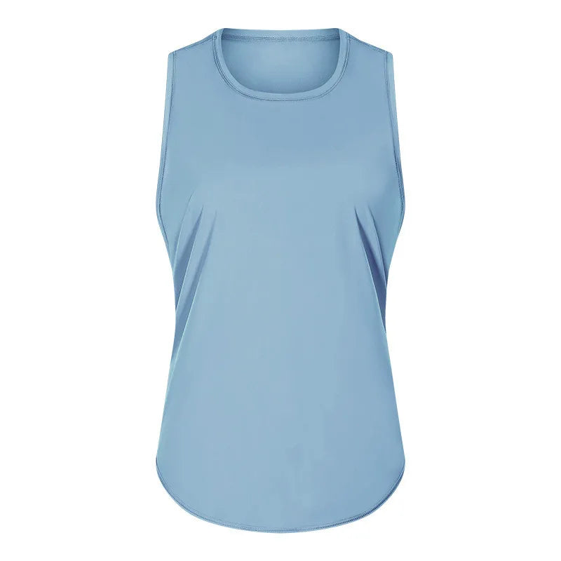 Knit nylon women's back mesh patchwork loose fit breathable yoga fitness vest - product image