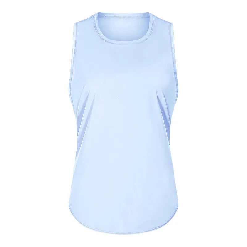 Knit nylon women's back mesh patchwork loose fit breathable yoga fitness vest - product image