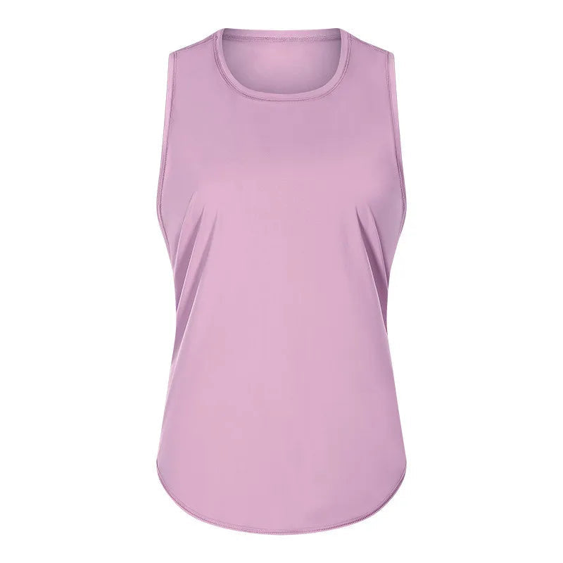 Knit nylon women's back mesh patchwork loose fit breathable yoga fitness vest - product image