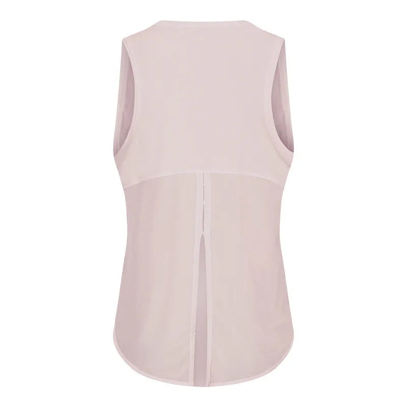 Knit nylon women's back mesh patchwork loose fit breathable yoga fitness vest - product image