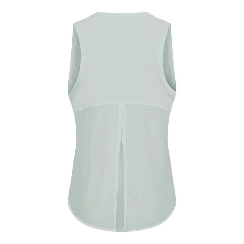 Knit nylon women's back mesh patchwork loose fit breathable yoga fitness vest - product image