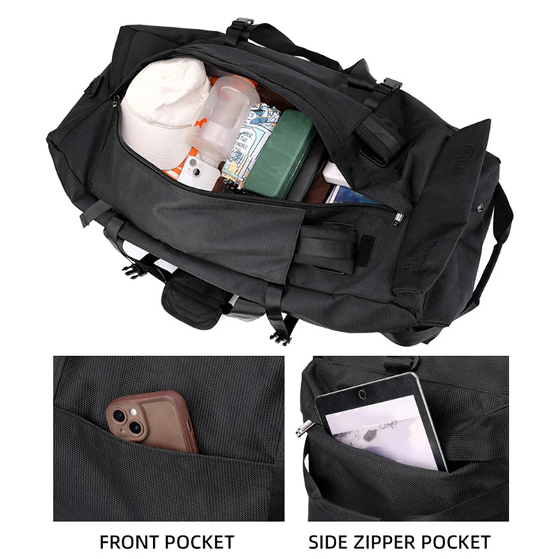 Large capacity sports gym bag with foldable design and multiple pockets - product image