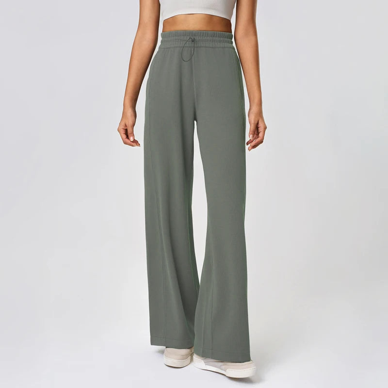 Modal ribbed knit joggers with elastic waist and pockets for women - product image