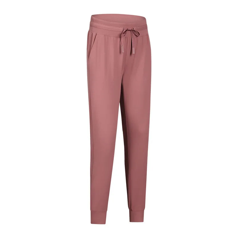 Naked feel knit nylon spandex joggers with waist drawstring and side pockets - product image