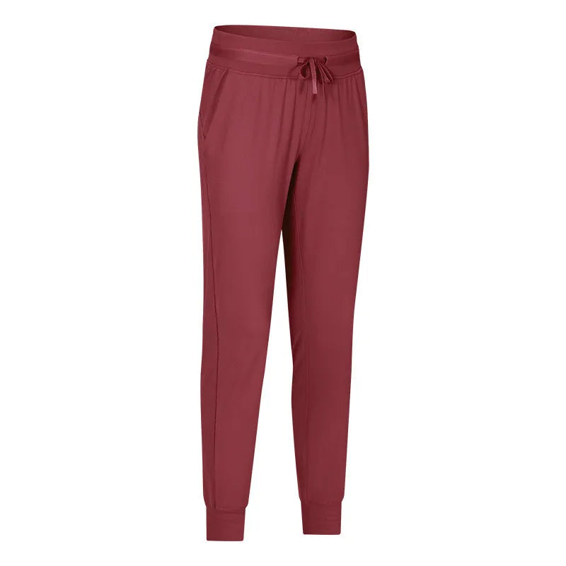 Naked feel knit nylon spandex joggers with waist drawstring and side pockets - product image