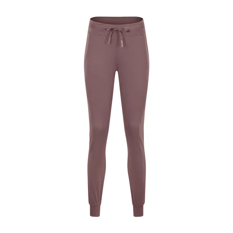 Naked feel knit nylon spandex joggers with waist drawstring and side pockets - product image