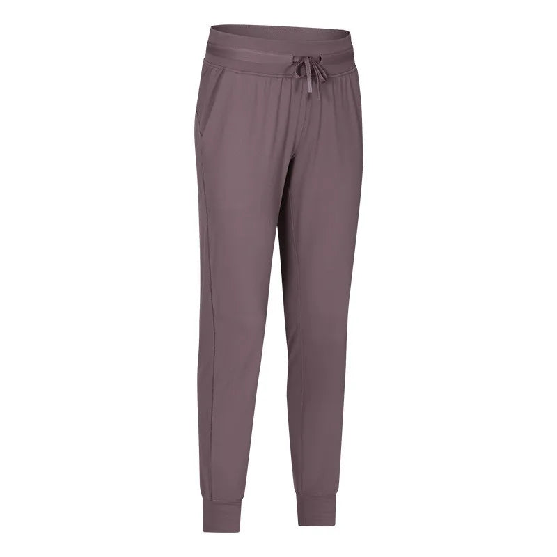 Naked feel knit nylon spandex joggers with waist drawstring and side pockets - product image