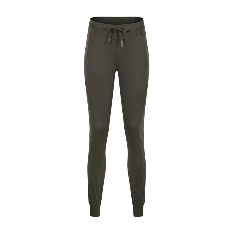 Naked feel knit nylon spandex joggers with waist drawstring and side pockets - product image
