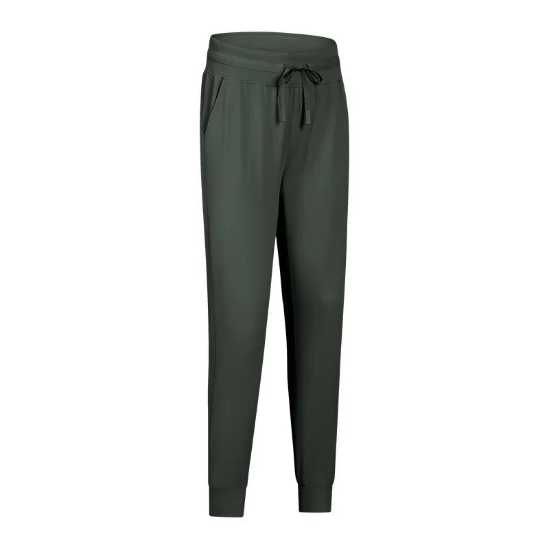 Naked feel knit nylon spandex joggers with waist drawstring and side pockets - product image