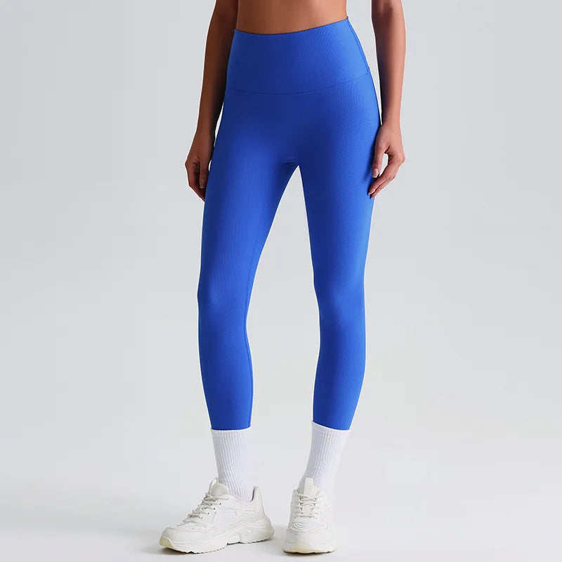 Nylon knit high waist 25" ribbed workout tights women's gym fitness leggings - product image