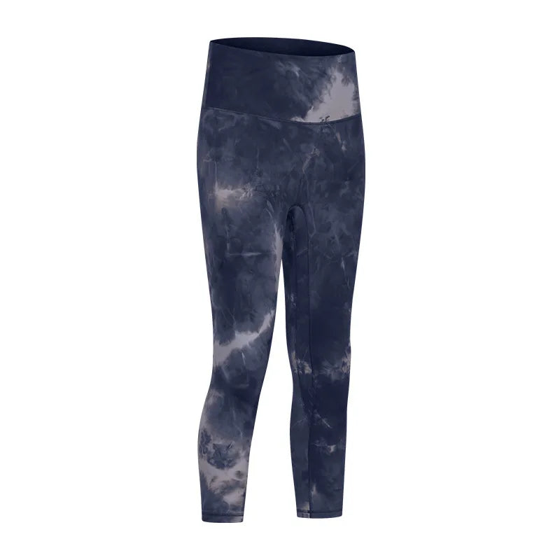 Nylon knit high waist fitness sport capri pants no front seam naked feel 3/4 length - product image