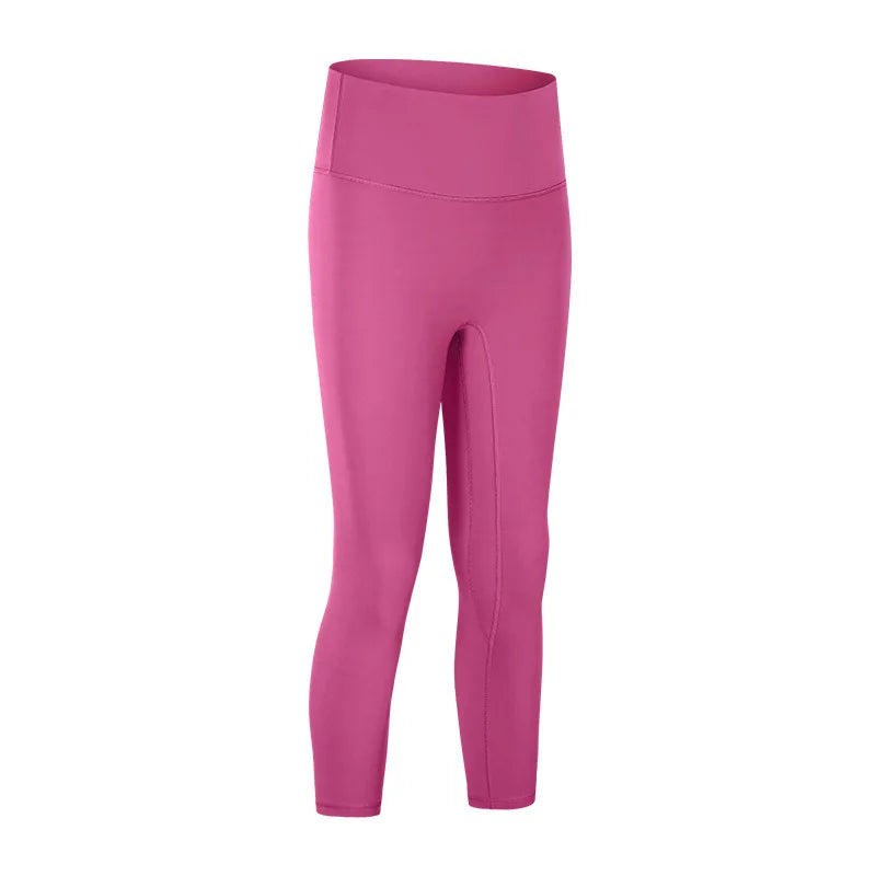 Nylon knit high waist fitness sport capri pants no front seam naked feel 3/4 length - product image