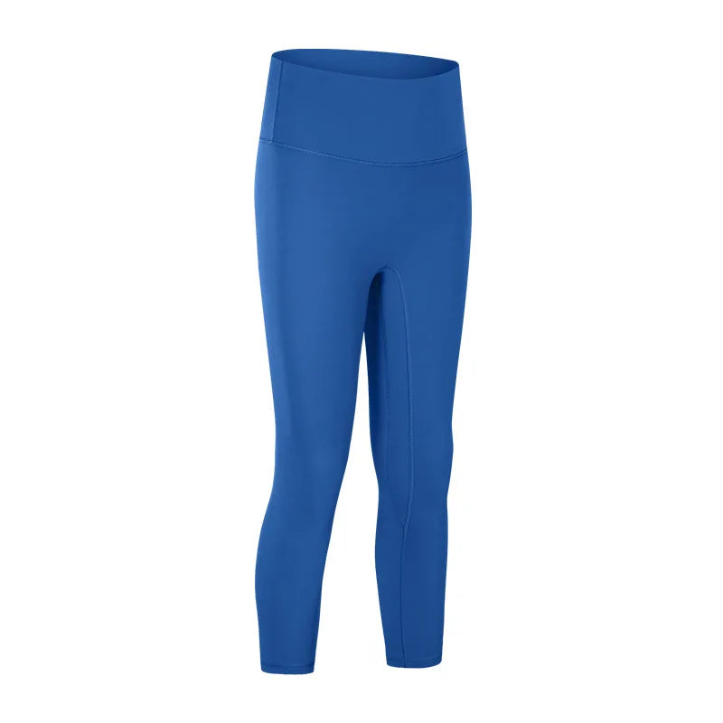 Nylon knit high waist fitness sport capri pants no front seam naked feel 3/4 length - product image