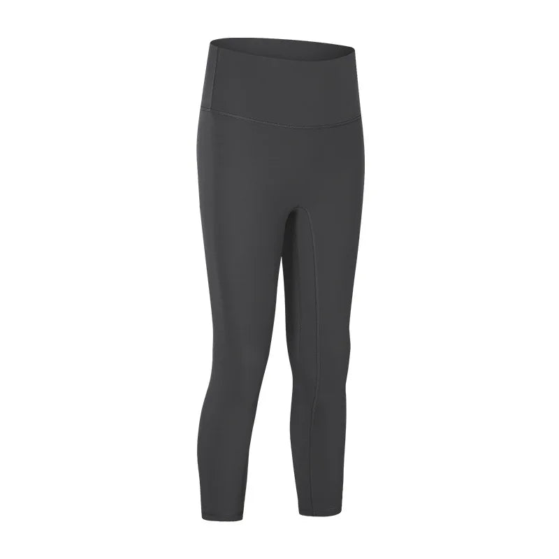 Nylon knit high waist fitness sport capri pants no front seam naked feel 3/4 length - product image