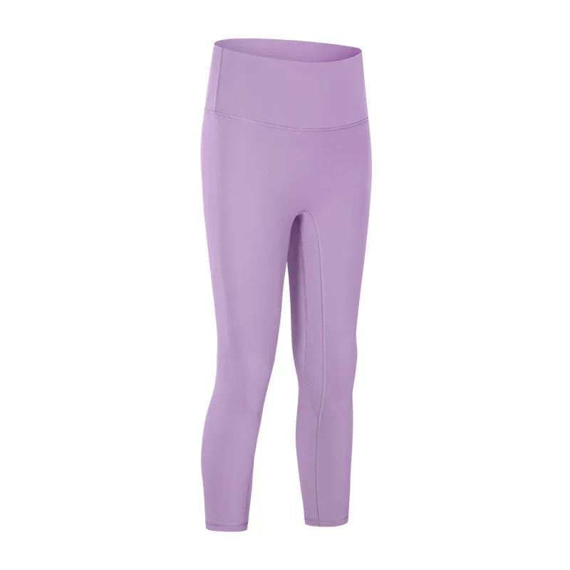 Nylon knit high waist fitness sport capri pants no front seam naked feel 3/4 length - product image