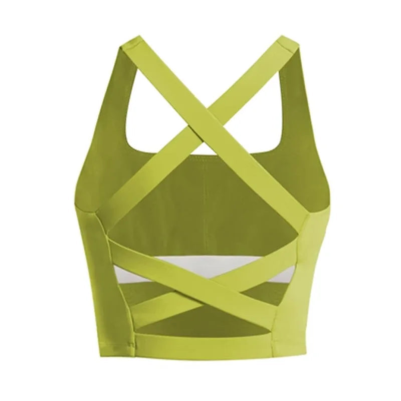 Nylon knit shockproof cross back running fitness sports underwear vest women's - product image