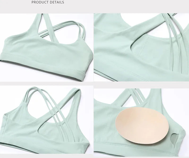 Nylon knit u neck yoga sport bra gym crop top fitness workout bra women's - product image