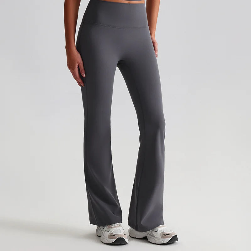 Nylon knit women's bootcut flare yoga leggings elastic waist - product image
