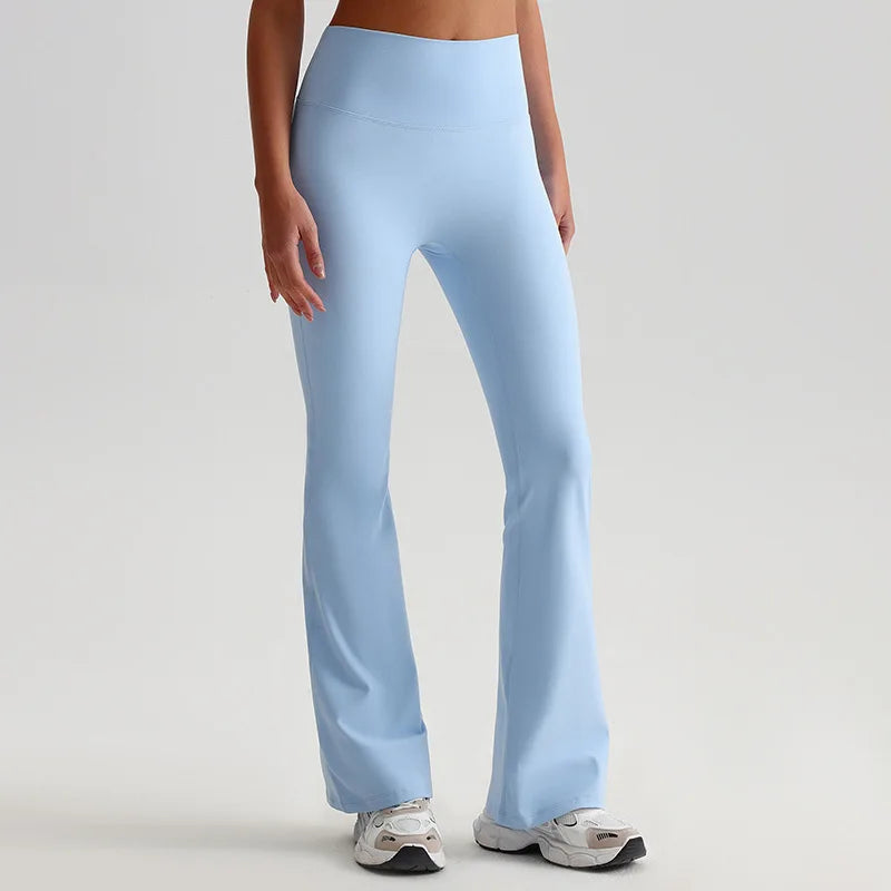 Nylon knit women's bootcut flare yoga leggings elastic waist - product image