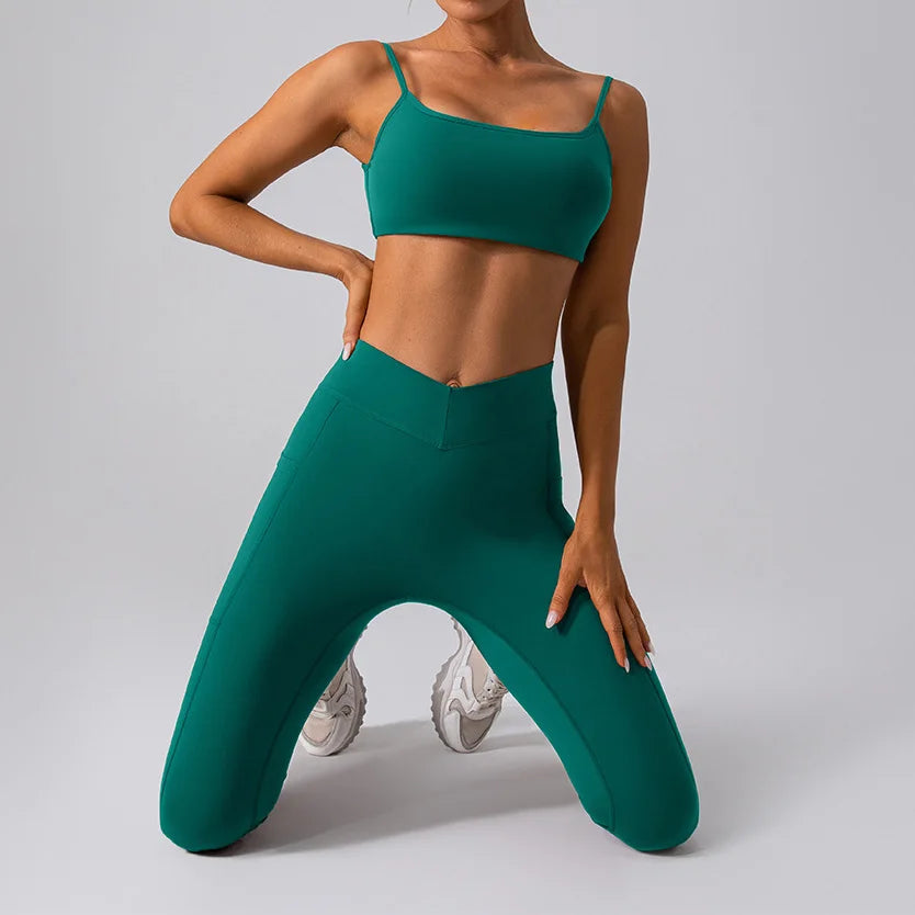 Nylon knit women's square collar gym workout fitness yoga crop top sports bra - product image