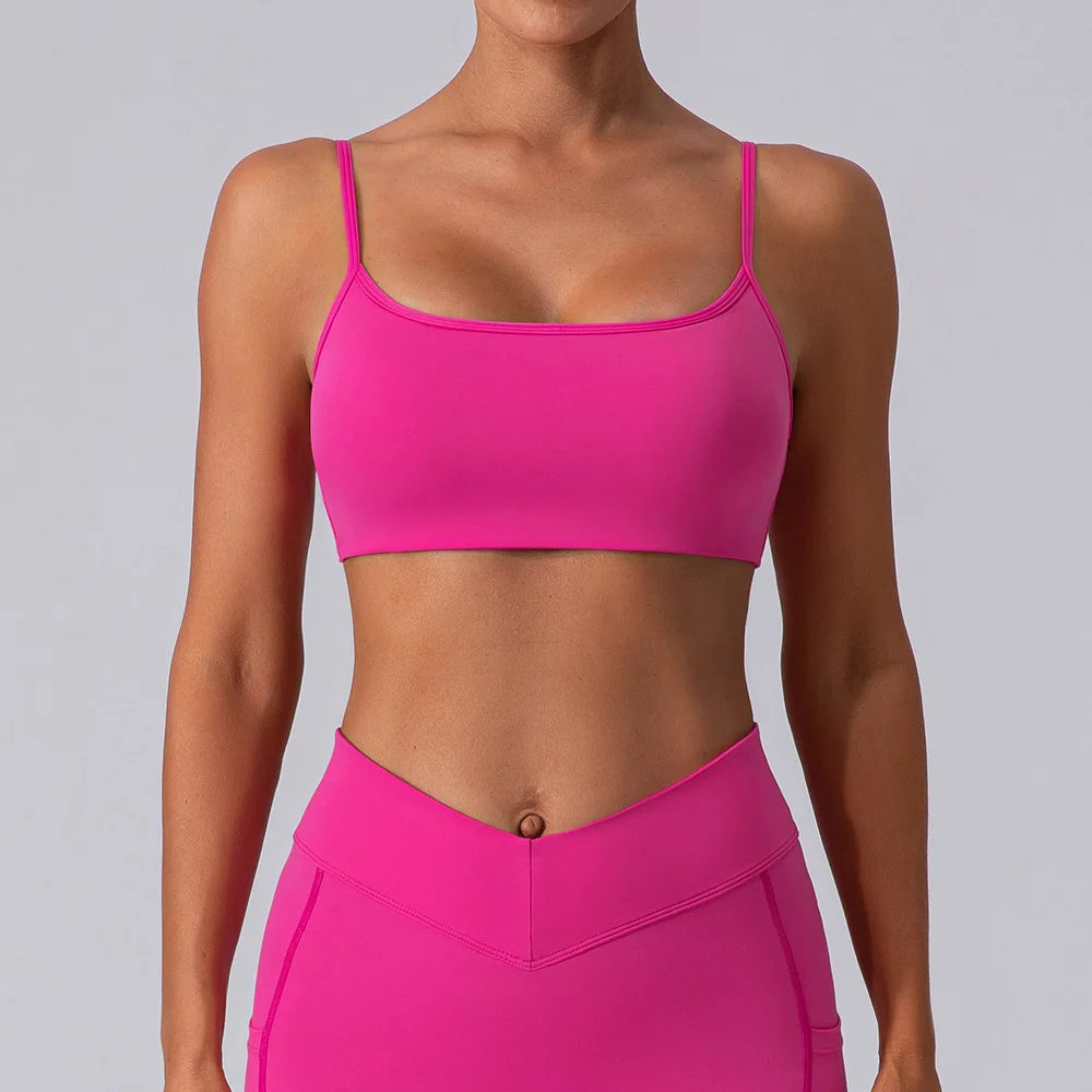 Nylon knit women's square collar gym workout fitness yoga crop top sports bra - product image