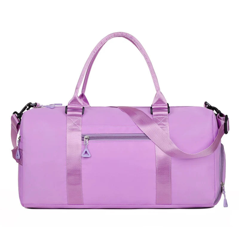 Nylon large capacity waterproof fitness tote bag with dry wet separation and multi-layer pockets - product image