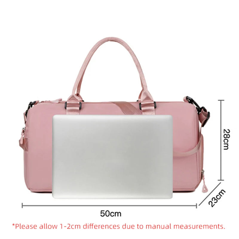 Nylon large capacity waterproof fitness tote bag with dry wet separation and multi-layer pockets - product image