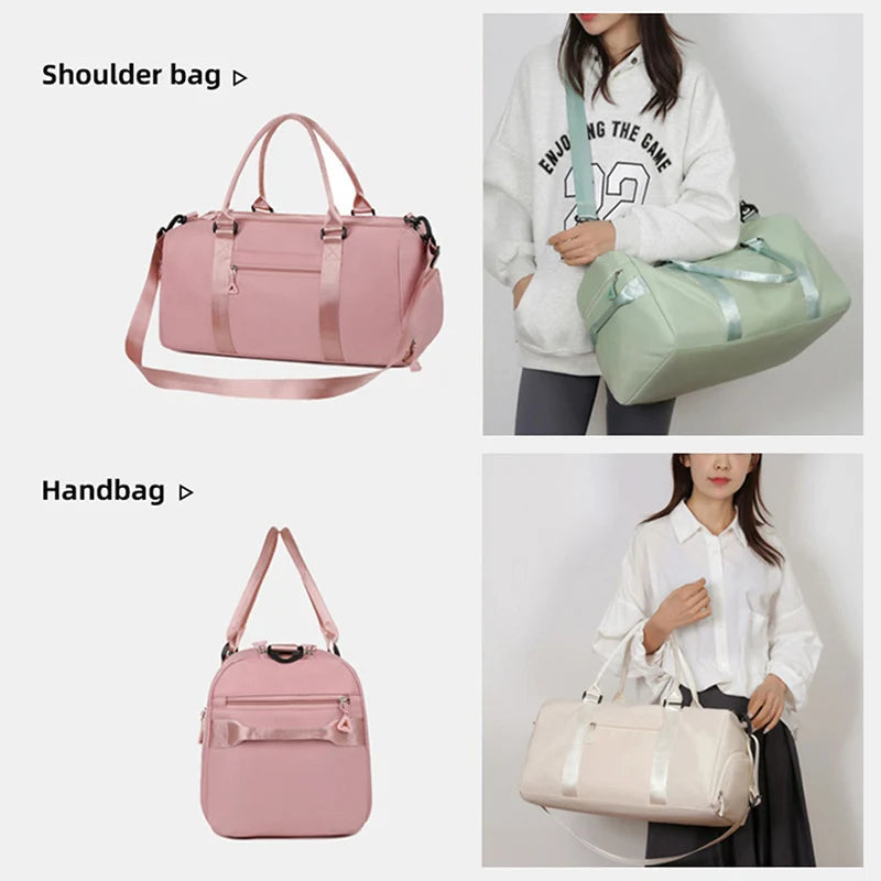 Nylon large capacity waterproof fitness tote bag with dry wet separation and multi-layer pockets - product image
