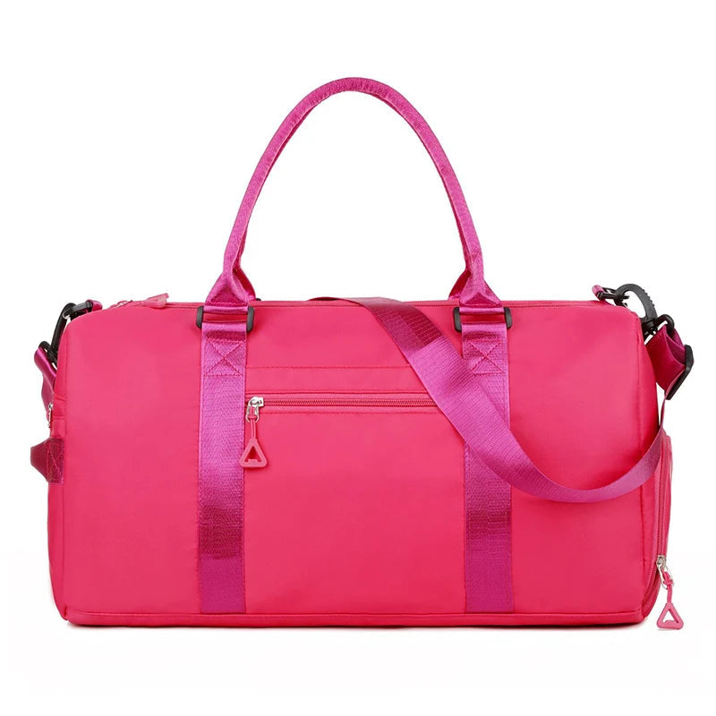 Nylon large capacity waterproof fitness tote bag with dry wet separation and multi-layer pockets - product image