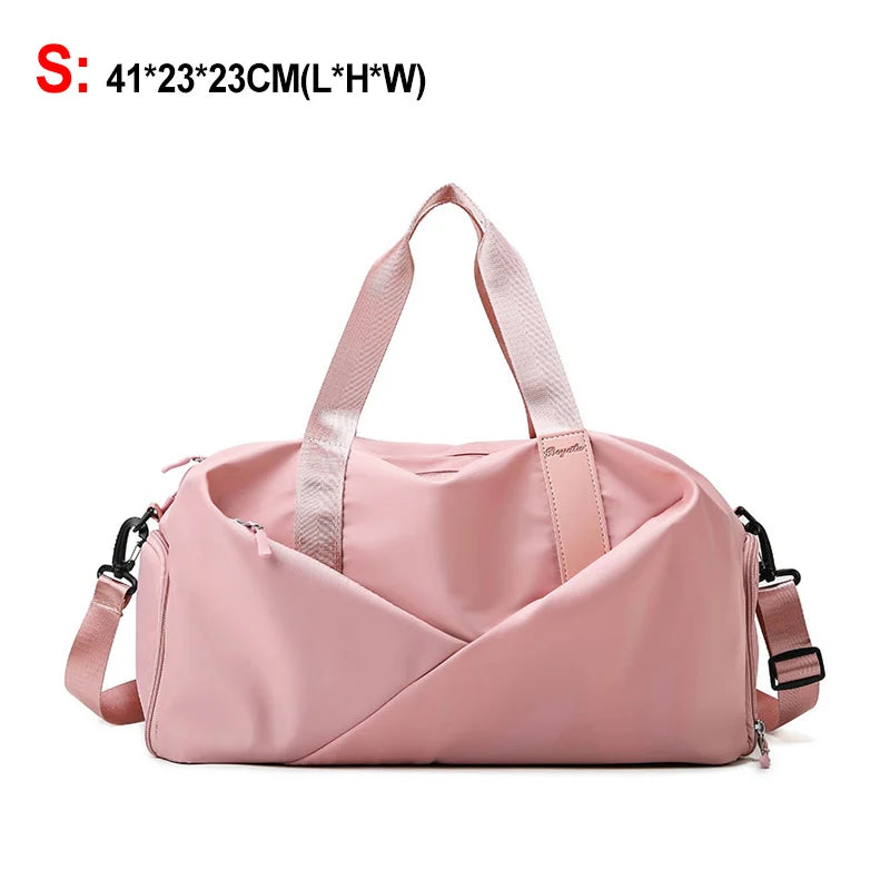 Nylon lightweight waterproof multifunctional dry wet shoulder bag with independent shoe compartment - product image