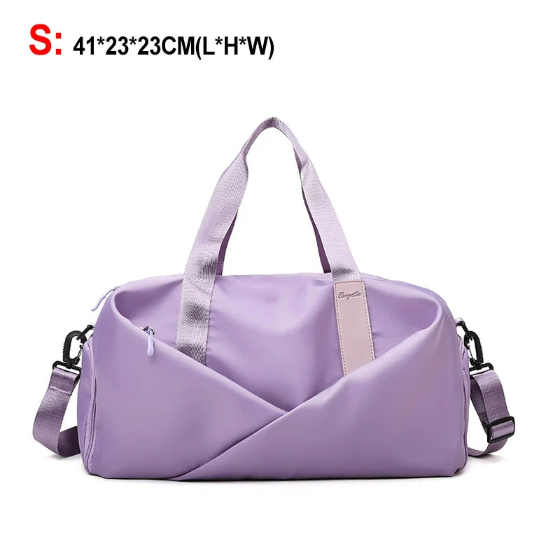 Nylon lightweight waterproof multifunctional dry wet shoulder bag with independent shoe compartment - product image
