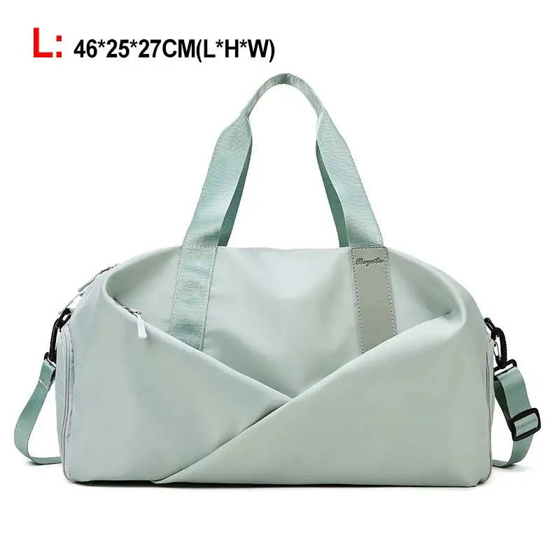 Nylon lightweight waterproof multifunctional dry wet shoulder bag with independent shoe compartment - product image