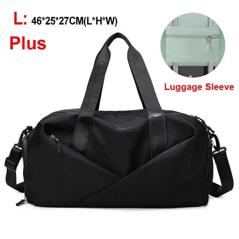 Nylon lightweight waterproof multifunctional dry wet shoulder bag with independent shoe compartment - product image