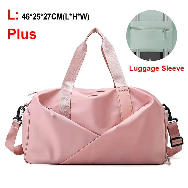 Nylon lightweight waterproof multifunctional dry wet shoulder bag with independent shoe compartment - product image