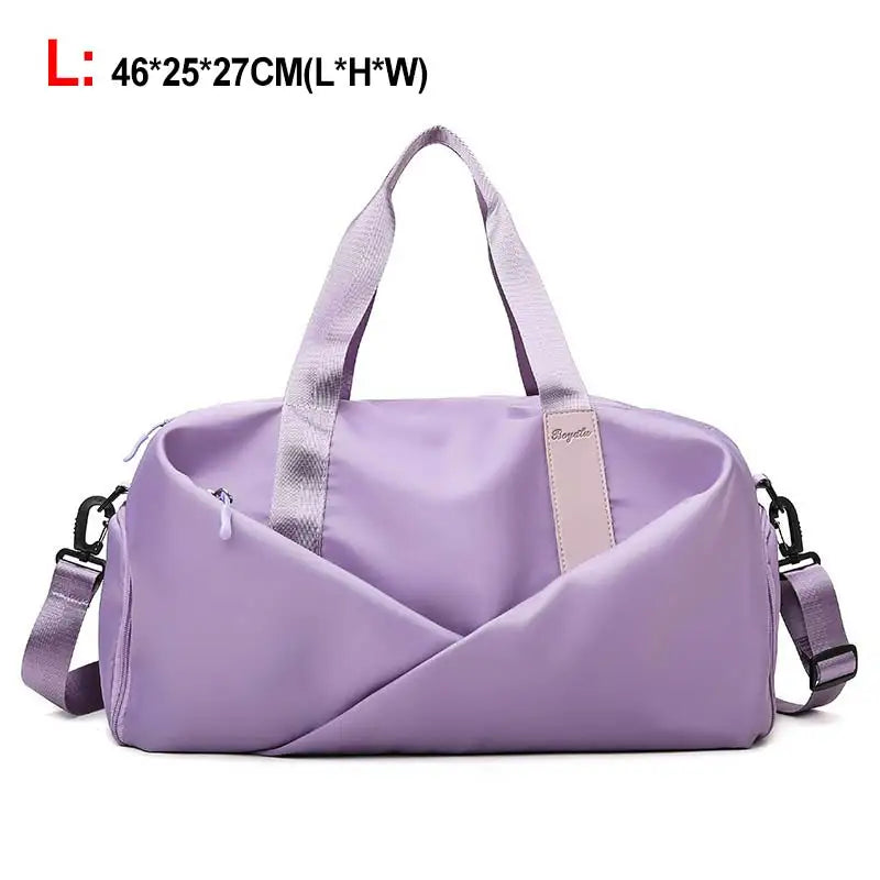 Nylon lightweight waterproof multifunctional dry wet shoulder bag with independent shoe compartment - product image