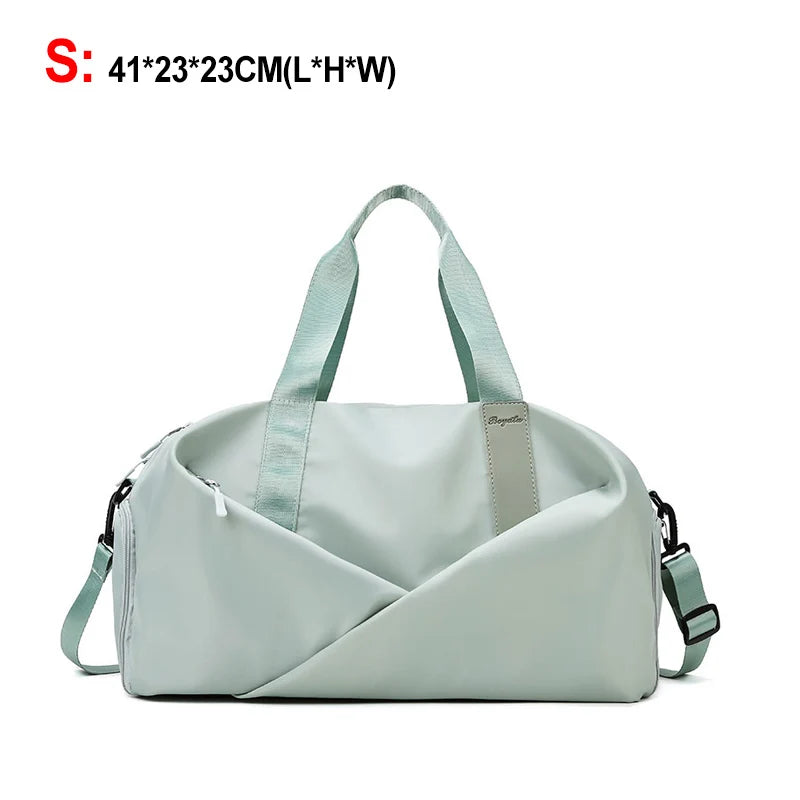 Nylon lightweight waterproof multifunctional dry wet shoulder bag with independent shoe compartment - product image