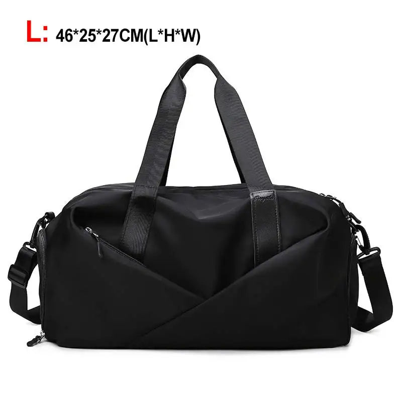 Nylon lightweight waterproof multifunctional dry wet shoulder bag with independent shoe compartment - product image