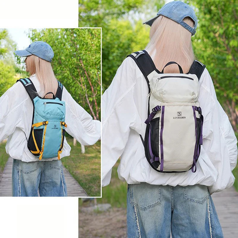 Nylon softback large capacity hydration sports backpack with survival whistle - product image