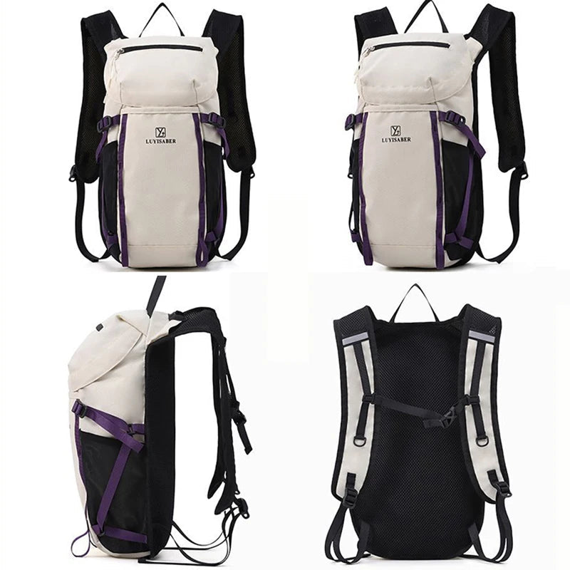 Nylon softback large capacity hydration sports backpack with survival whistle - product image
