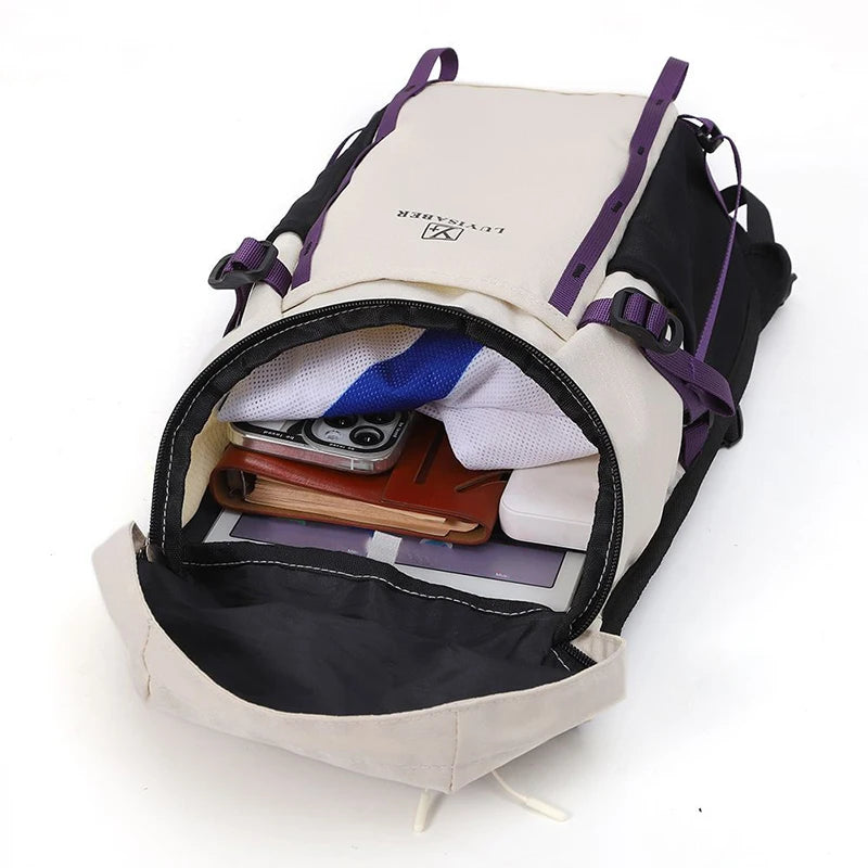 Nylon softback large capacity hydration sports backpack with survival whistle - product image
