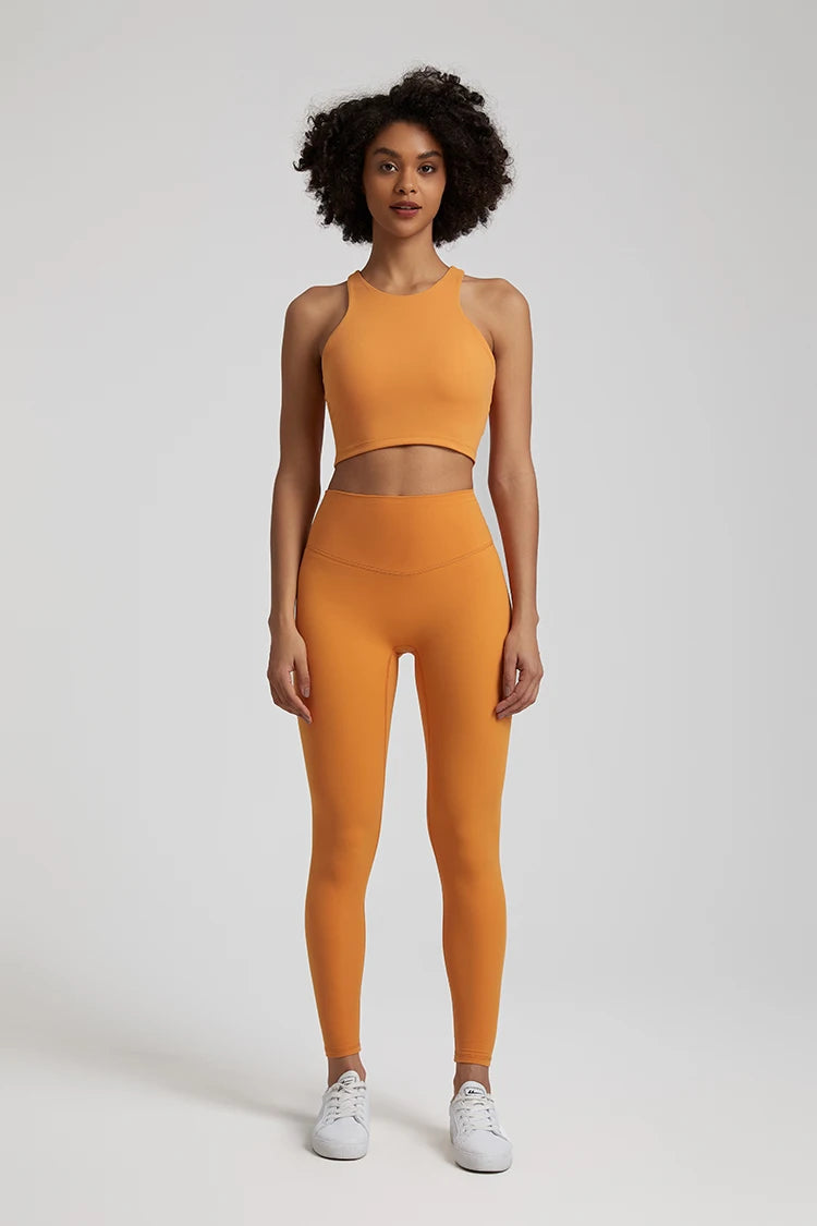 Nylon spandex knit 2-piece push up bra and leggings set for women workout - product image