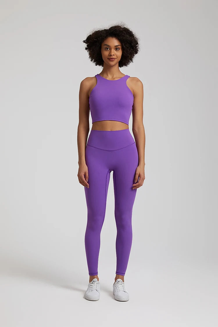 Nylon spandex knit 2-piece push up bra and leggings set for women workout - product image