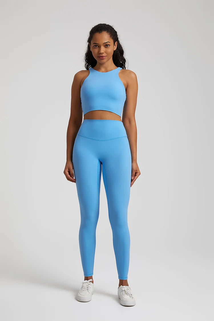 Nylon spandex knit 2-piece push up bra and leggings set for women workout - product image