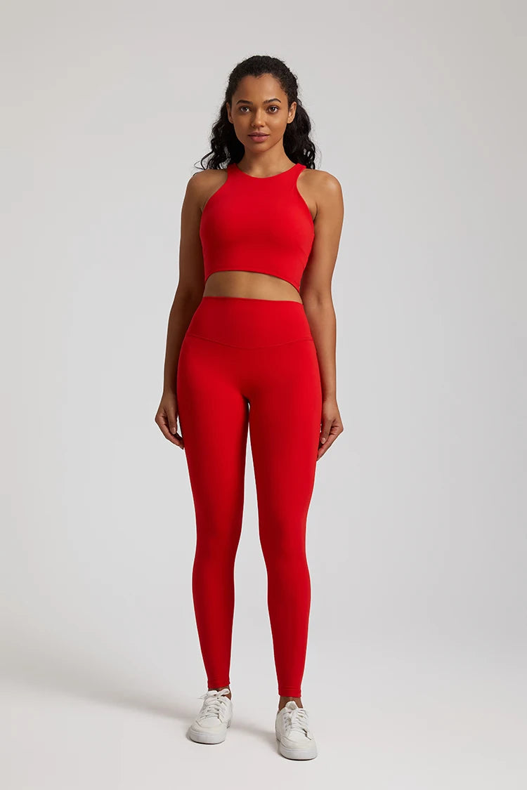 Nylon spandex knit 2-piece push up bra and leggings set for women workout - product image