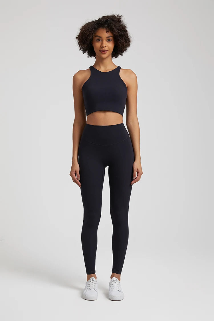 Nylon spandex knit 2-piece push up bra and leggings set for women workout - product image
