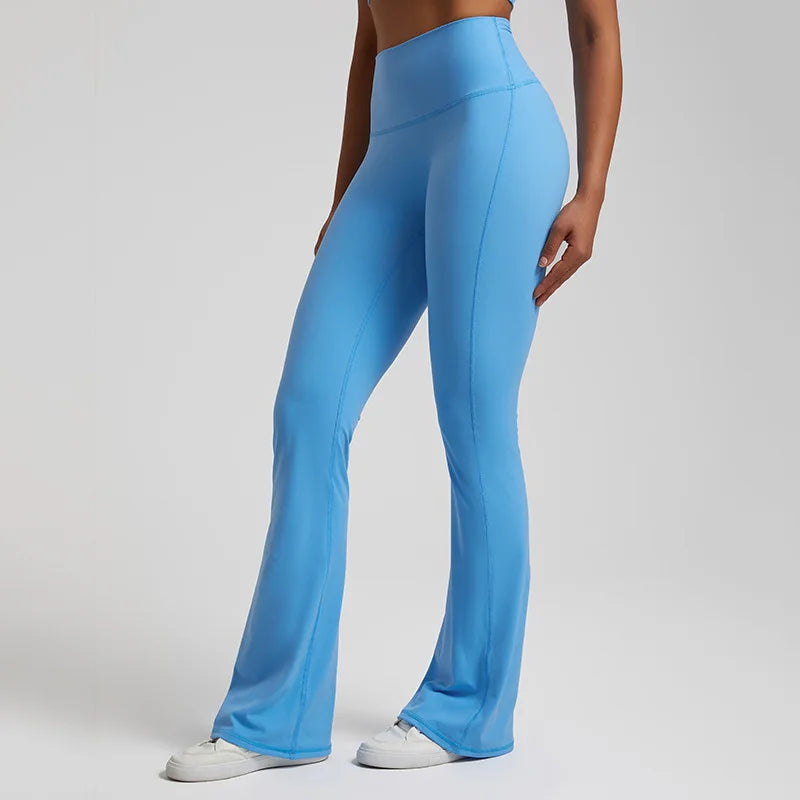 Nylon spandex knit high waist bootcut yoga leggings with 8-way stretch - product image