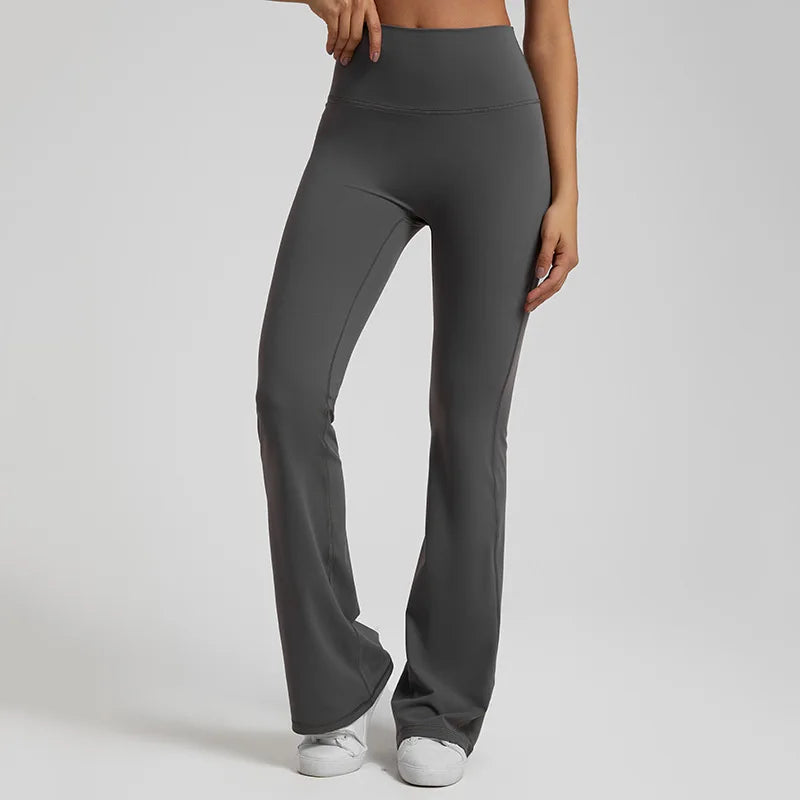 Nylon spandex knit high waist bootcut yoga leggings with 8-way stretch - product image