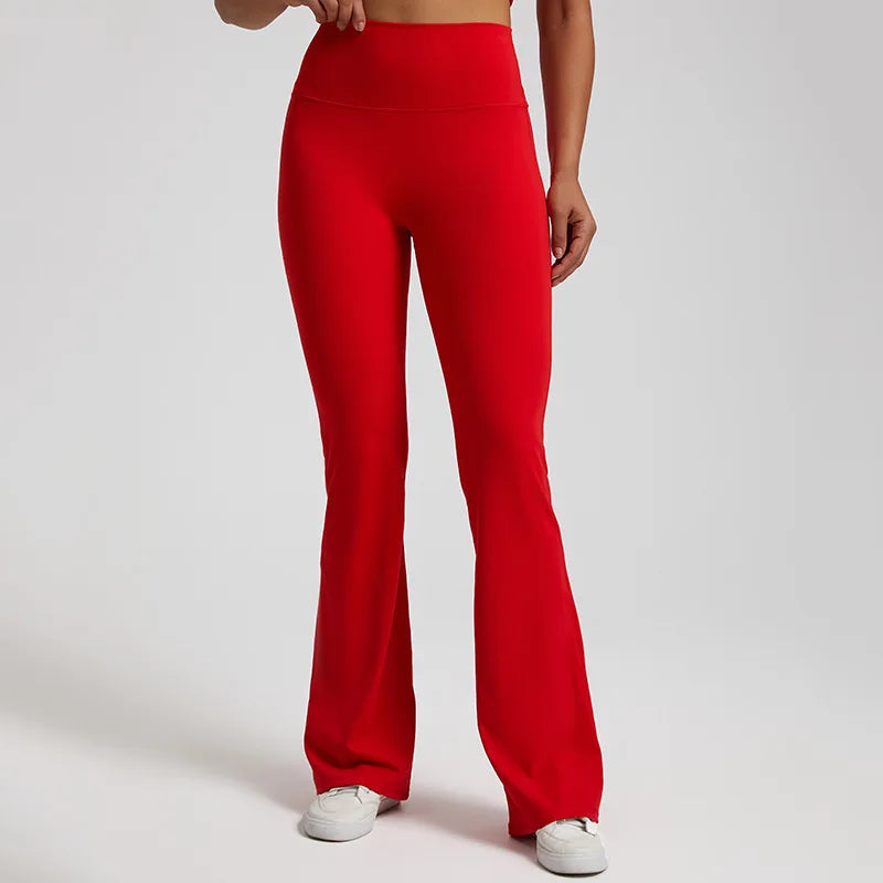 Nylon spandex knit high waist bootcut yoga leggings with 8-way stretch - product image