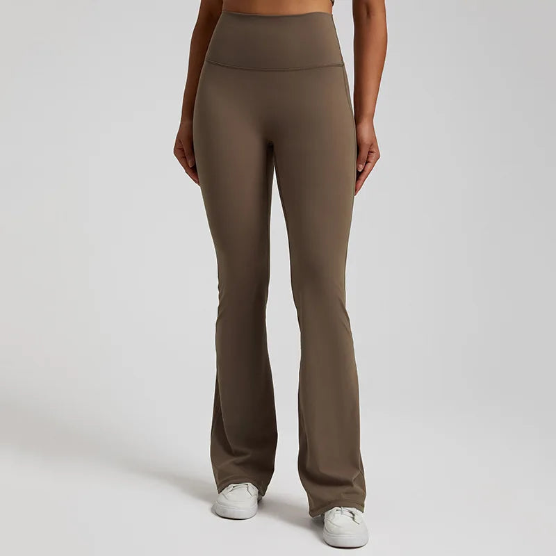Nylon spandex knit high waist bootcut yoga leggings with 8-way stretch - product image